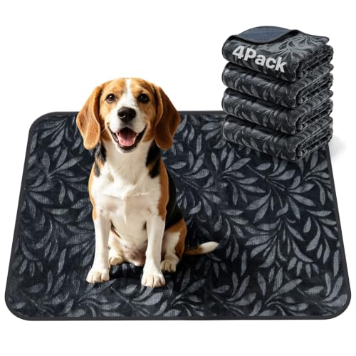 Image of LOOBANI 4 Pack Washable Pee Pads for Dogs,Training, 30 inchx34 inch,Dark Gray