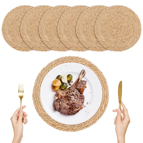 Opiniones de Alfombrillas de tejer los mejores 10. 41 6PCS Manteles individuales Redondos Trenzados, 30 CM Manteles Individuales de Ratán Naturales, Mesa de Comedor Alfombrillas Antideslizantes y Resistentes Al Calor para Cocina...