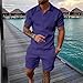 Aniywn Short Sets for Men 2 Piece Outfits Quarter Button Shirt Summer Fashion Tracksuits Short Sleeve Top and Shorts Set