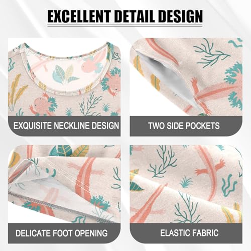 Pajama Short Sets Axolotl and Plant Soft Cotton Summer Sleepwear 2 Piece PJS Size 5-14T3