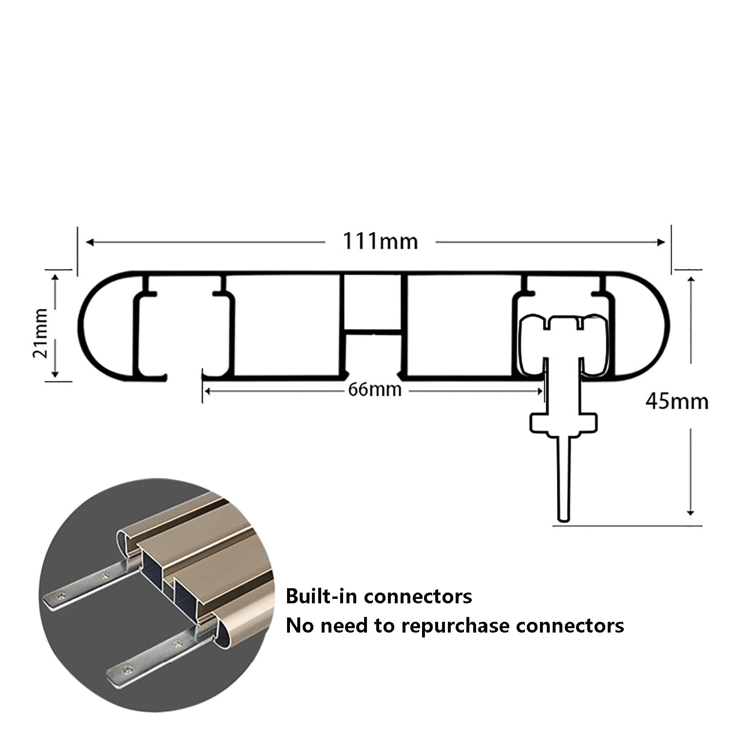 Rideau de plafond en aluminium à double rail pour salon, chambre à coucher, rideaux robustes pour douche de plafond suspendu de 1,7 m