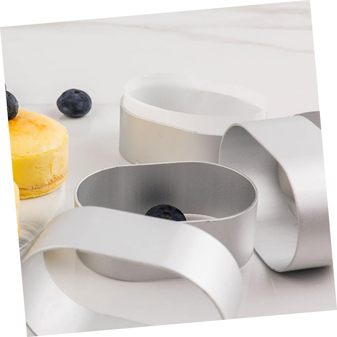 Ciieeo 20pcs Diy Home Baking Stainless Steel Cheese Moulds Molds Creative Cake Moulds Easy Demoulding
