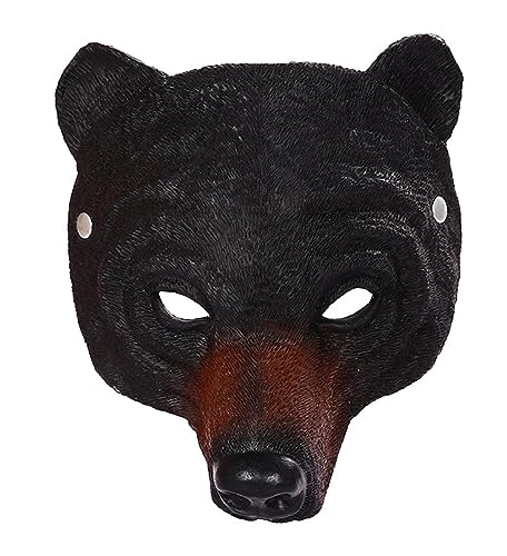 YJZQ Halloween Masque Ours - PU Masque Cosplay Bal - Tête d'Ours Réaliste Demi-Visage Unisexe - Couvre Tout pour Petit Visage