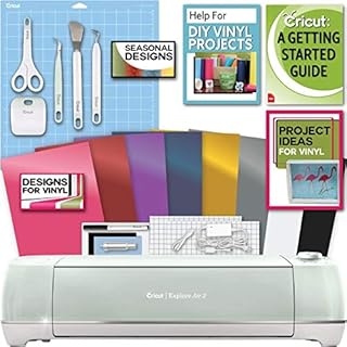 Cricut Explore Air 2 Machine with Vinyl Pack and Essential Tool Kit Bundle - Starter Vinyl Cutting Machine and Guide, Craft Cutting Machine with Supplies for DIY Crafts, Home Decor and Scrapbooking