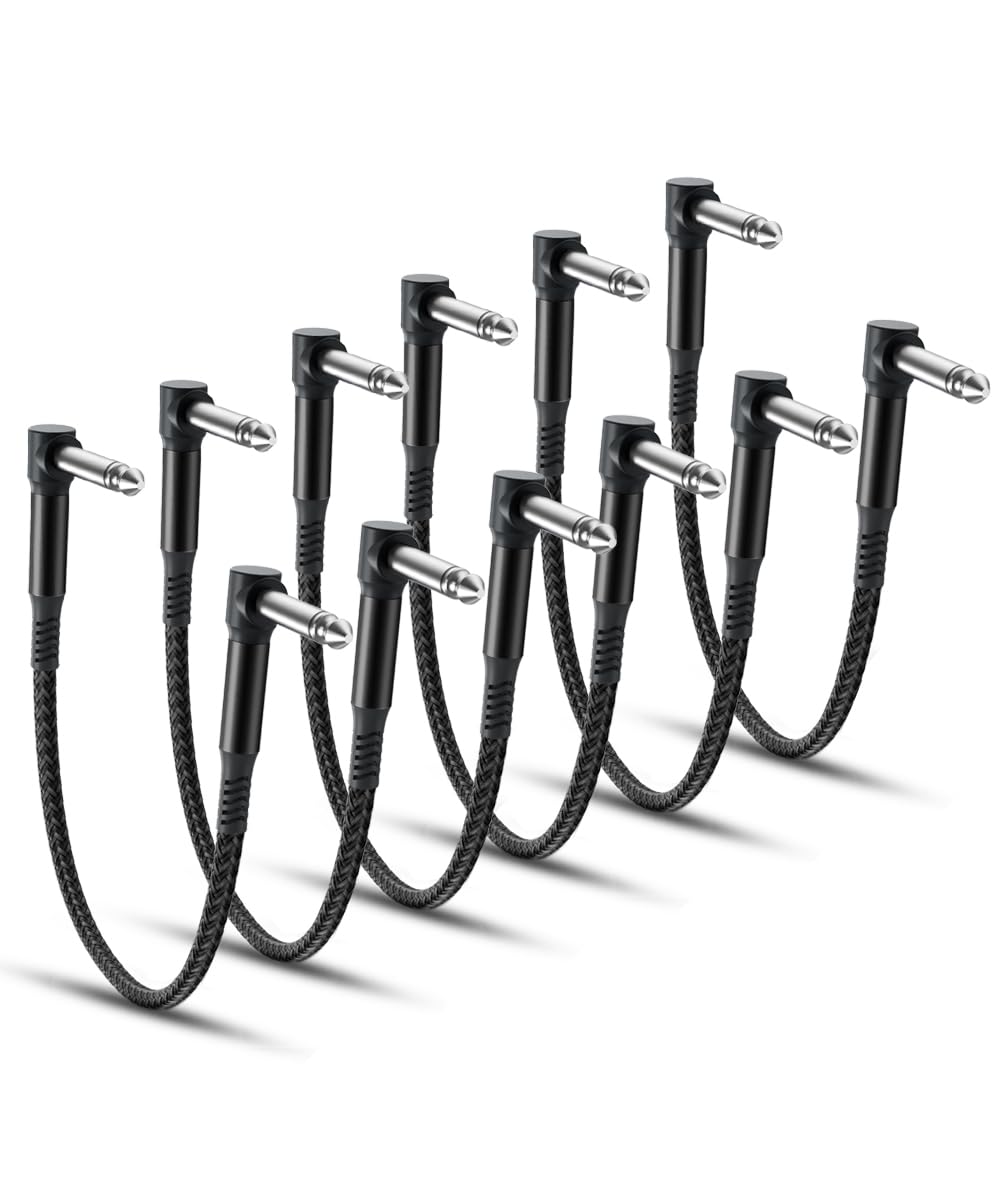 RUXELY 6,35 mm gitaarpatchkabel, 0,3 m, 3 stuks, 90 graden 1/4 inch RUXELY 6,35 mm gitaarpatchkabel, 0,3 m, 3 stuks, 90 graden 1/4 inch