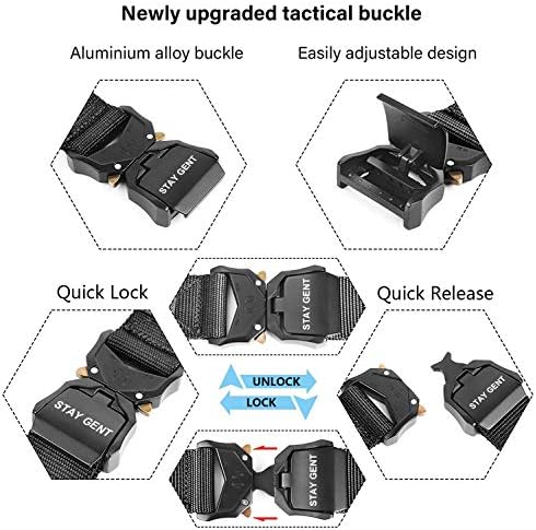 STAY GENT Tactical Belt for Men, Black Quick Release Military Style Belts with Buckle, Heavy Duty Nylon Webbing Work Belt for Outdoor Activities and Utility