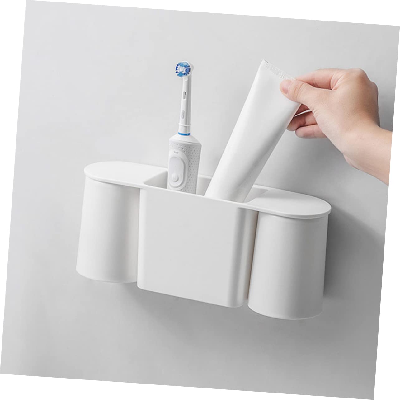 WOONEKY Soporte Magnético para Cepillos De Dientes Estante De Baño Vaso para Lavar Sin Perforaciones