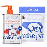 Native Pet Omega Oil for Dogs - Fish Oil Supplements & Calming Chews | Dogs Anxiety Relief Treats & Relaxants | 8 Oz. & 60 Chews