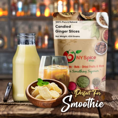 Ny Spice Shop Candied Ginger Slices – (16 Oz.) 1 Pound Crystallized Ginger Slices – Ginger Hard Candy – Candied Ginger Pieces – Crystallized Ginger Chunks #TOP4