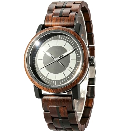 Montre en bois pour homme EBONY en bois de zébrano avec mouvement japonais