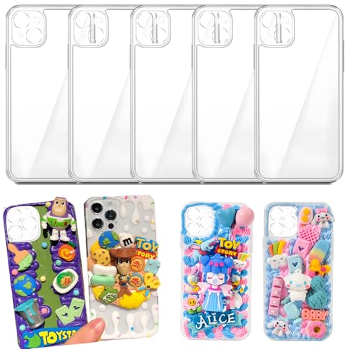 stino 5 Pack Phone Junk Case for iPhone 13 14 15 16, DIY Decorative Clear Crystal Transparent Cases...