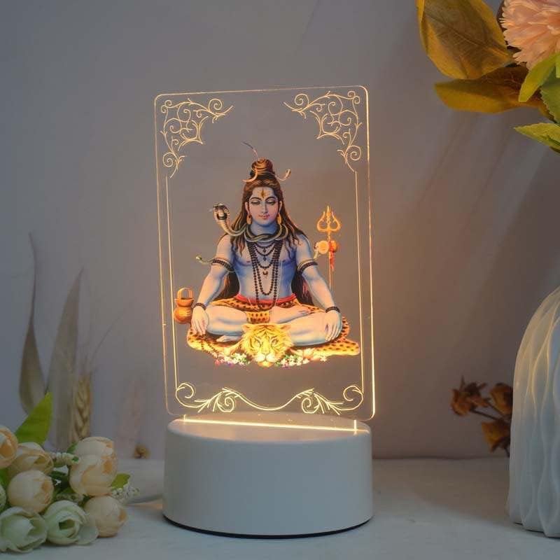 Beautiful 3D Lord Shiva Frame with Soft White Light. UV Printed LED Night Light for Hindu, Indian Community. Bedside Table lamp and Décor for Living Rooms. (Lord Shiva)