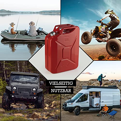 Image of Oxid7 Fuel Canister 20 Litres Made of Metal with Screw Cap Suitable for Petrol, Diesel and Bio-Ethanol 20 L Petrol Canister with UN Approval & Design Tested