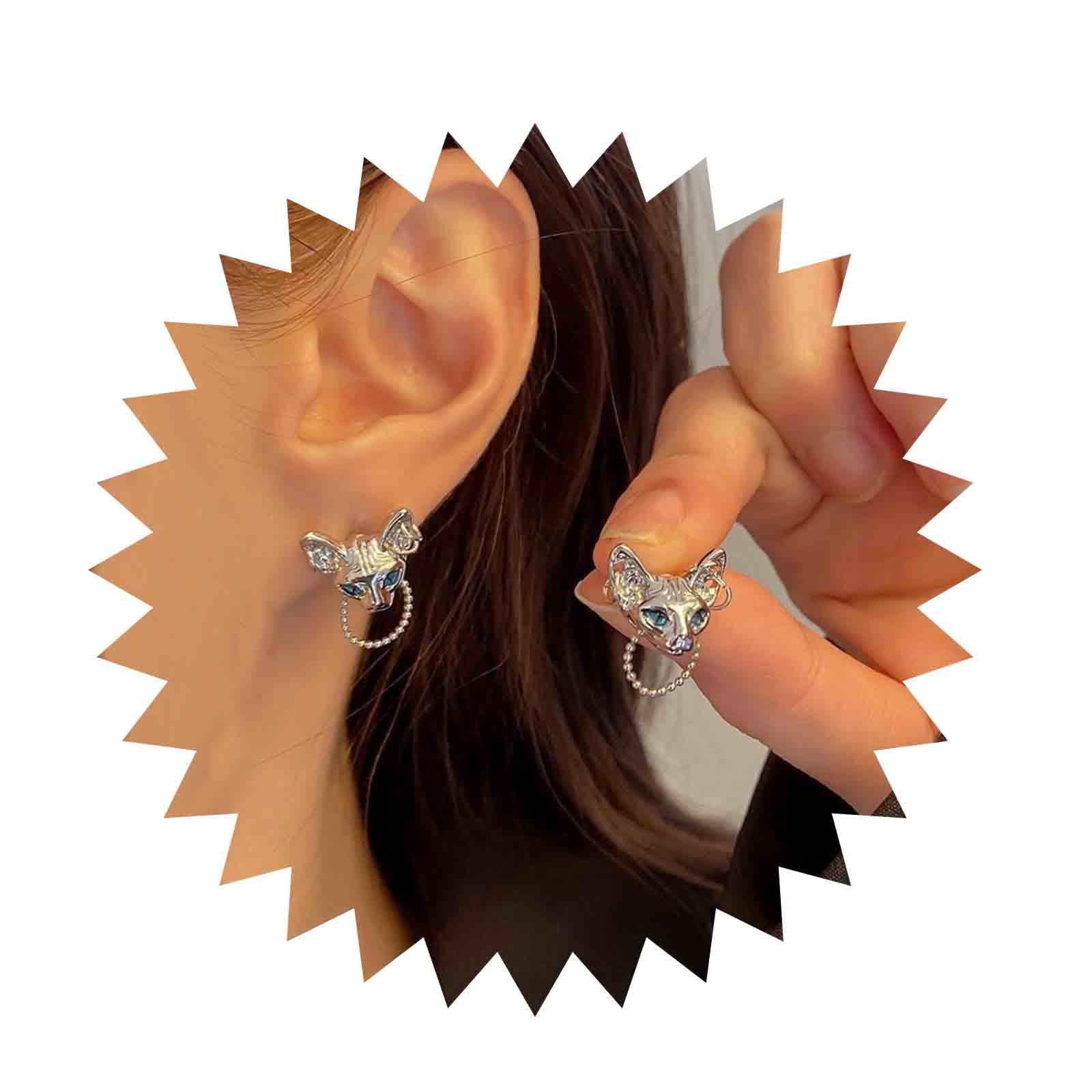 Inilbran Orecchini Gatto Boho Orecchini Gatto Argento Orecchini Gatto Vintage Piccoli Orecchini Gatto Punk Orecchini Halloween Gioielli Per Donne E Ragazze