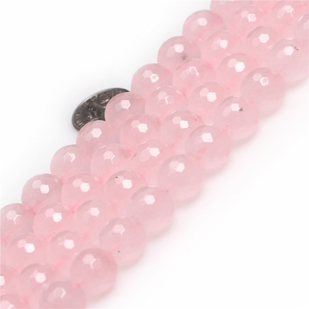 SHGbeads Pink Jade Gemstone Loose Beads Natural Facted Round 12mm Crystal Energy Stone Healing Power for Jewellery Making 15''