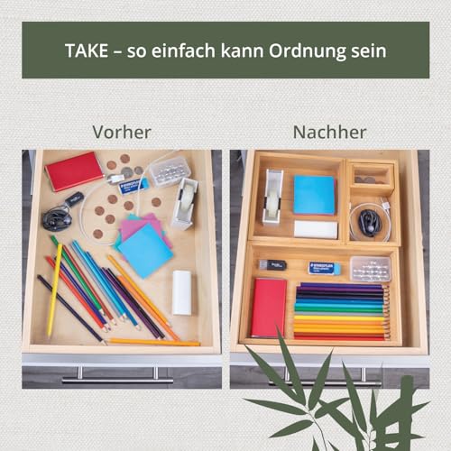 TAKE® 1-teilige Bambus Box weiß [27x15x5.5cm] - 100% Natur Bambus Aufbewahrungsbox Holzkiste für Küche, Büro und Bad Organizer, Aufbewahrungsbox für mehr Ordnung, Ordnungsbox (weiß)