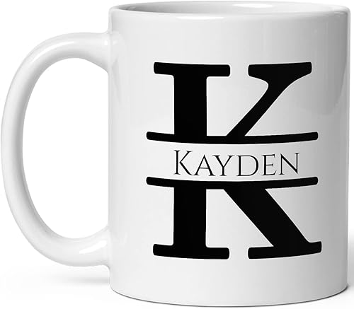 Taza de café personalizada con monograma, letra inicial K, personalizada para mujeres, hombres, niñas, niños, papás, mamás amigos, taza de café