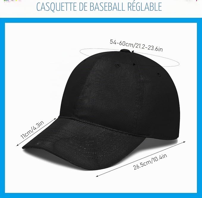 Malloom Lot de 24 casquettes de baseball vierges en vrac, casquettes de golf classiques et originales, taille ajustable, pour homme et femme, noires