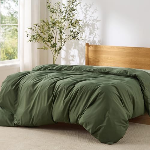 Image of Bedsure Duvet Cover King Size, 1Pc Soft Double Brushed Bedding, Olive Green | For Kids & Adults, 104 inchx90 inch, Only 1 Comforter Cover, No Pillow Shams, Hotel Luxury, Breathable, Lightweight, Zipper Closure