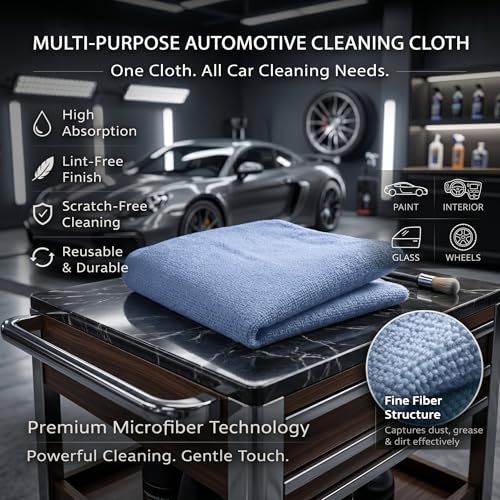 Image of Cutting EDGE 220 GSM Car & Bike Cleaning Combo Set of 3, Microfiber Cloth, Scrub Cloth & Drying Mat, Absorbent, Lint Free & Scratch Free for Car Cleaning (Light Blue)
