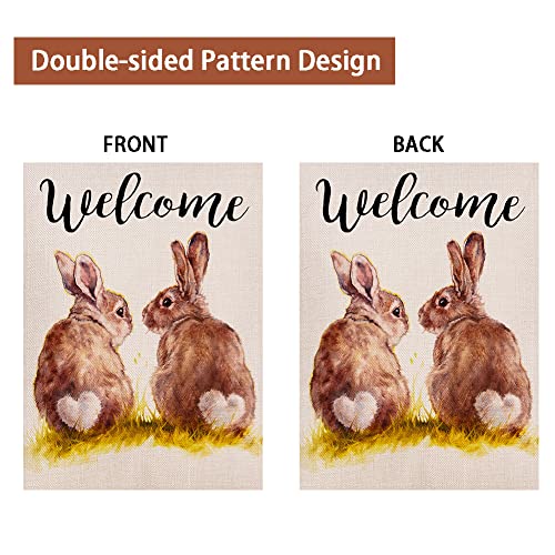 Ogiselestyle Welcome Rabbit Garden Flag Vertical Double Sided, Spring Easter Bunny Holiday Yard Outdoor Decoration 12.5 X 18 Inch thumb #5