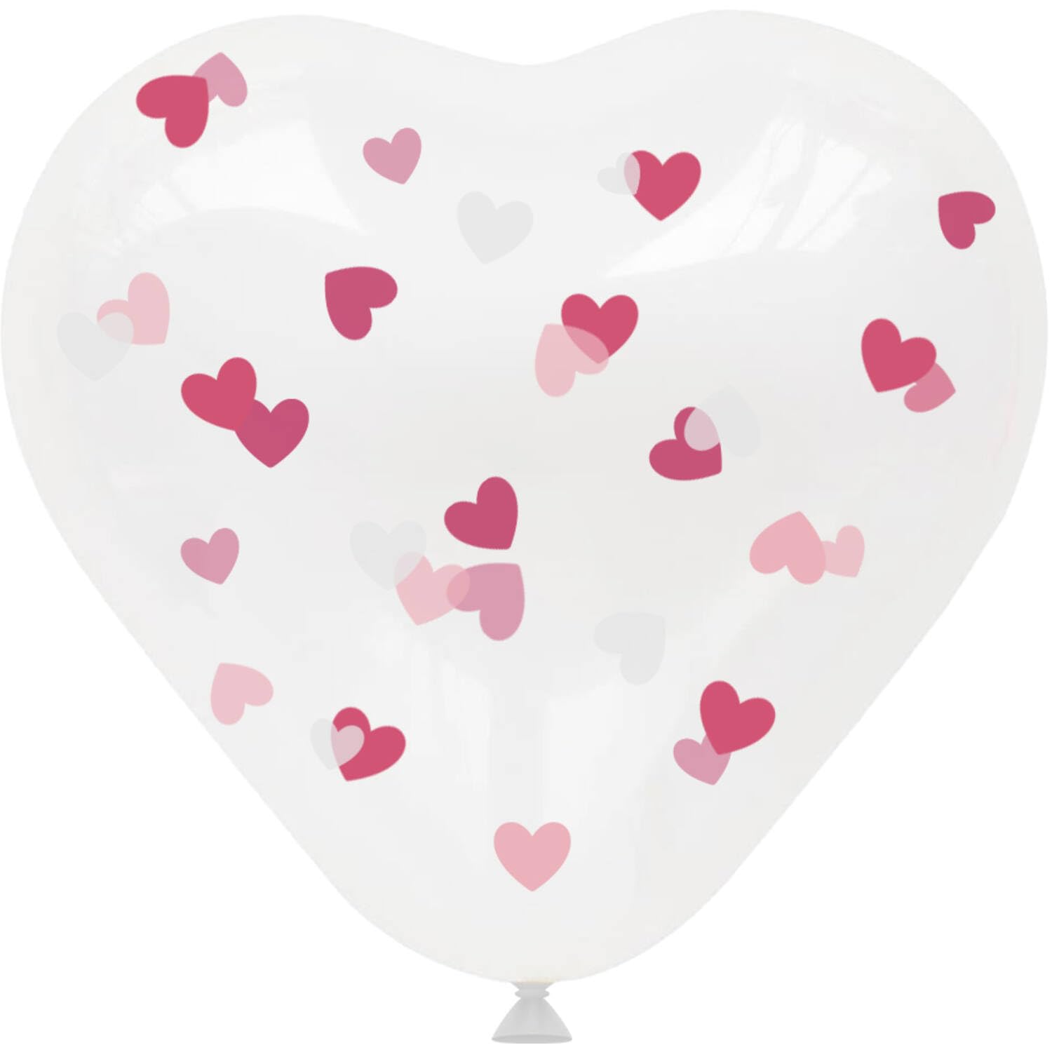 Folat 24883 Romantic Love Decorative Balloons Hearts with Pink Confetti Pack of 4 Latex Balloons Helium for Wedding Valentine's Day or Mother's Day Pink