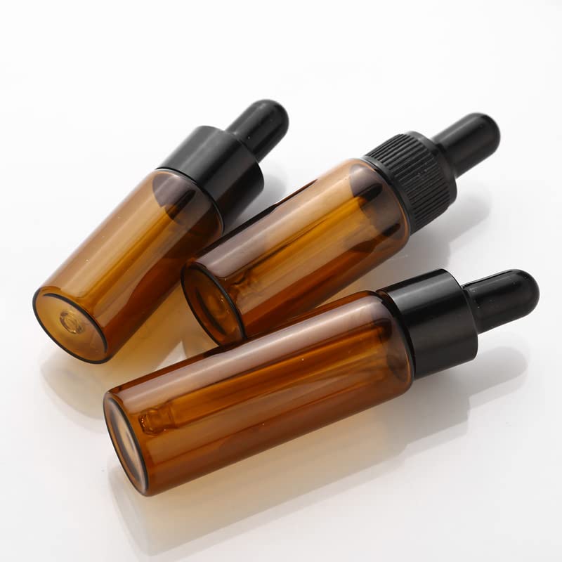 50 teile/los 5 ml 10 ml 15 ml 20 ml Braunglas Tropfflasche Gläser Fläschchen Mit Pipette Für Kosmetisches Parfüm Ätherisches Öl Flaschen-20 ml,Silber
