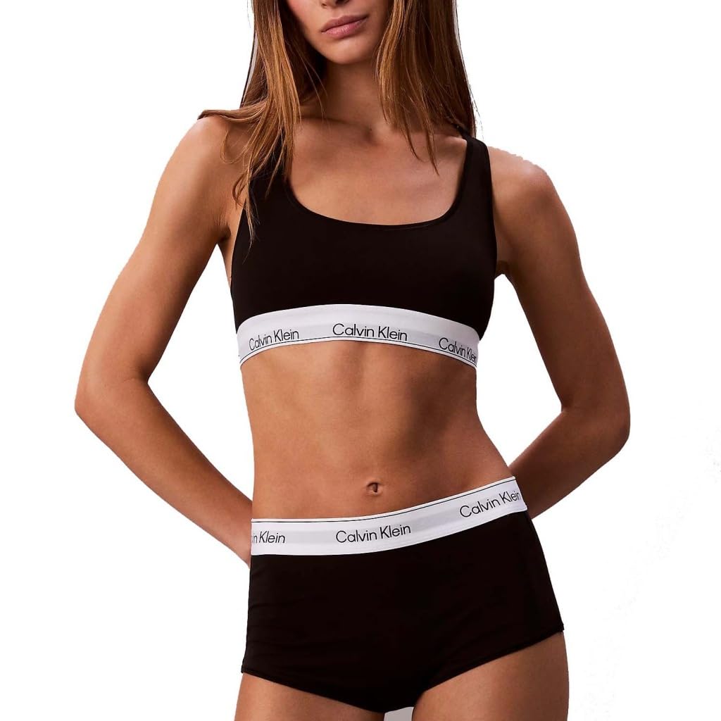 Calvin Klein Damen Bralette Unlined mit Logobund, Schwarz (Black), S