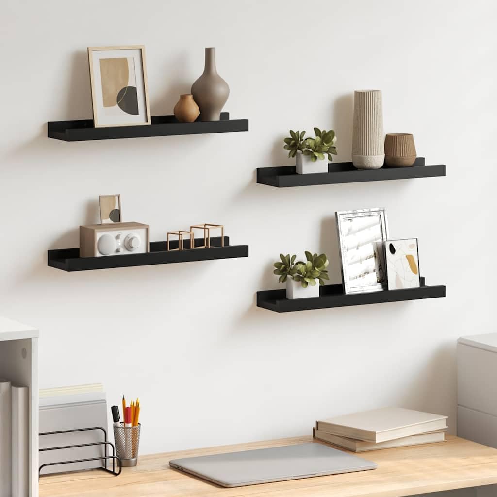 Étagères murales noires lot de 4 étagère en bois MDF 40 cm rangement salon et chambre