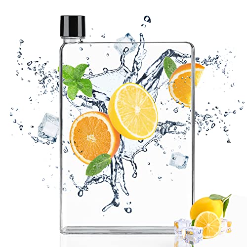Darryy Flat Water Bottle, a5 Water Bottle 420ml, Flache Wasserflasche, Flache Trinkflasche Auslaufsicher mit Dichtring, Trinkflasche Flach Bpa free, Ultraschlank Passt in Ihre Tasche