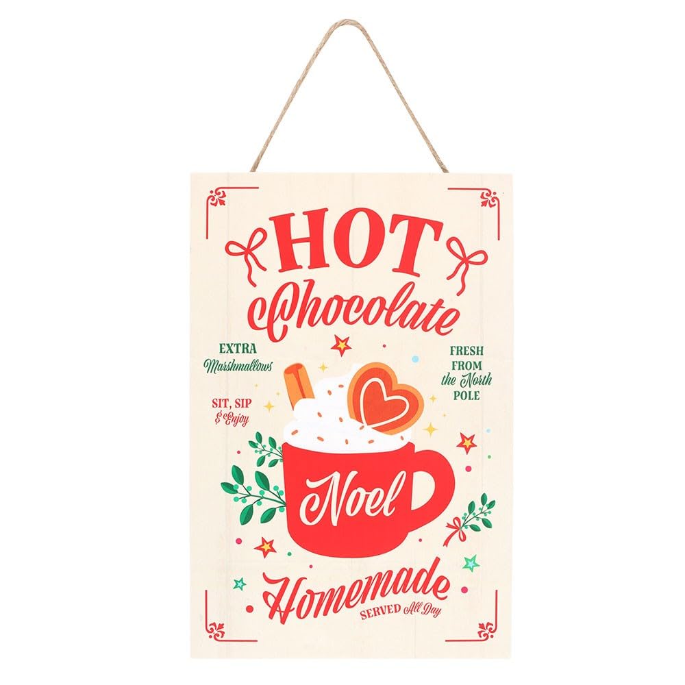 Homemade Hot Chocolate Hanging Sign for Cocoa Stations, Winter Décor, and Holiday Decorations
