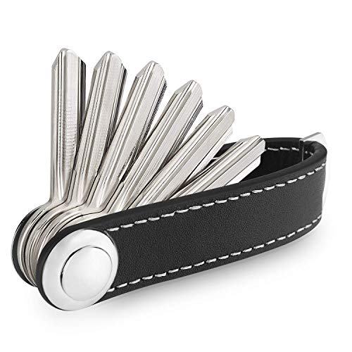 Preisvergleich Produktbild Schlüsselanhänger Leder Key Schlüssel Organizer Schlüsselbund Schlüsseletui mit Spezial Befestigungssystem Smart Key Organizer