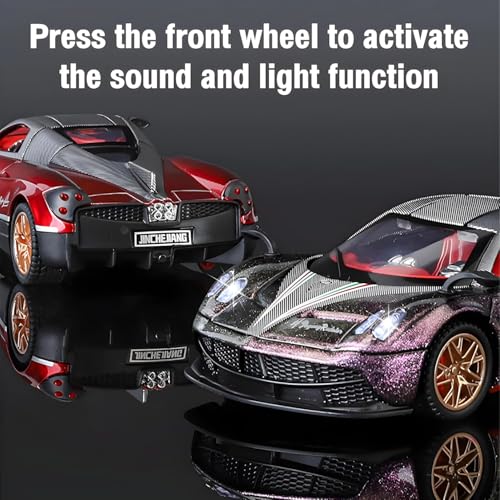 Image of Pagani Huayra 1:32 Model Car Exclusive Alloy Metal Pull Back Die-cast Car Diecast Metal Toy car with Openable Doors & Light Music Best Gifts Toys Kids【Colors as Per Stock】