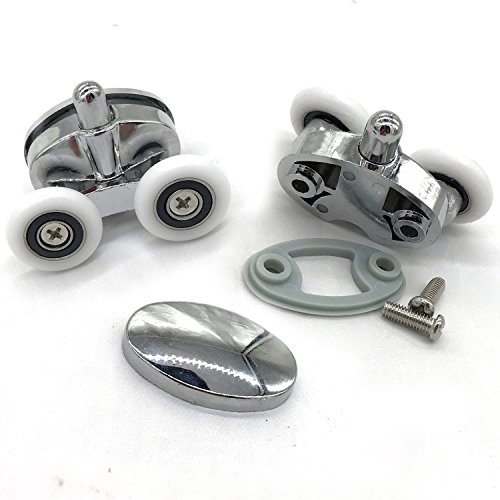 Image of YUANQIAN Set of 4 New Oval Butterfly Twin Wheel Shower Door Rollers