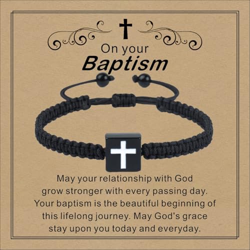 Image of Baptism Bracelets Cross Bracelet for Mens /Women, Christian Charms, Birthday Gifts Baptism Confirmation First Holy Communion Christening Gifts