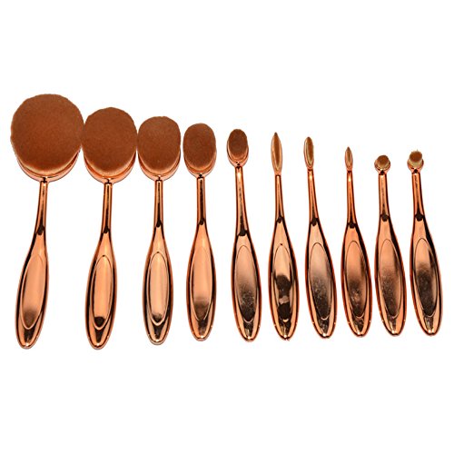 Divalove 2016 10pcs Soft Oval Foundation Makeup Brush Sets Powder Blush Brushes Eyeshadow Toothbrush Cosmetic Make up Brushes Tool Kit Rose Gold (Rose Gold) by Make up brushes