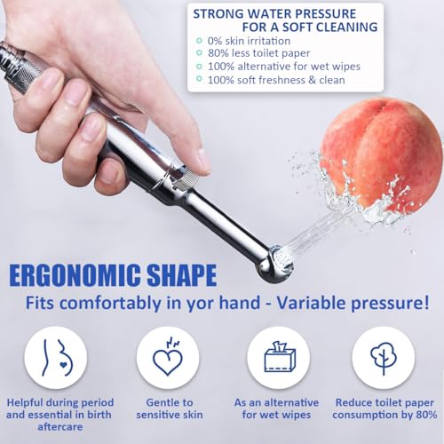 Bidet Sprayer for Toilet, SonTiy Bidet Attachment for Toilet UK, Adjustable Handheld Bidet Douche Shower Spray Bidet Shattaf Muslim Shower for Personal Hygiene Brass (Chrome)