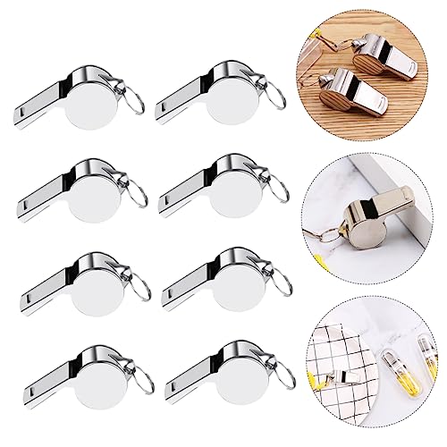 12 silbatos de acero inoxidable con cordón para deporte miniatura 7