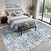 Soalmost Area Rug 6x9 Abstract Rugs for Living Room 6 x 9 Washable Rugs Blue Non Slip Low Pile Rugs for Bedroom Dining Room Foldable Thin