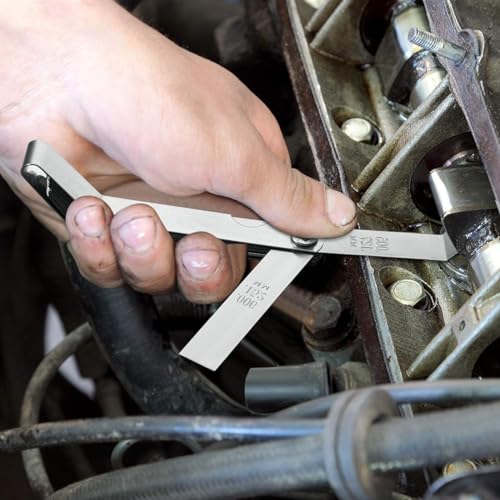 Image of Serplex 2pcs Steel Feeler Gauge Gap Widths Measuring Tool Dual Marked Feeler Gauge Metric and Imperial Measuring Tool Curved Blade Feeler Gauge