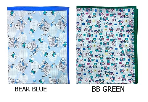 Image of EcoSoft Plastic Sheet,PVC Sheet for Kids,Rubber Sheet for Babies,Bed Wetting Protector(90 x 135 cm) (Blue Bear & BB Green)