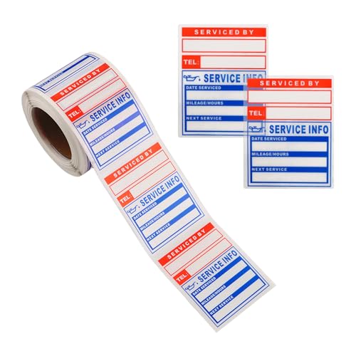 Image of 300PCS Car Oil Change Stickers for Windshield,Next Service Due Sticker,2 inchx2 inch Removable Vinyl Stickers for Most Cars Trucks SUVs (Blue Red 1)