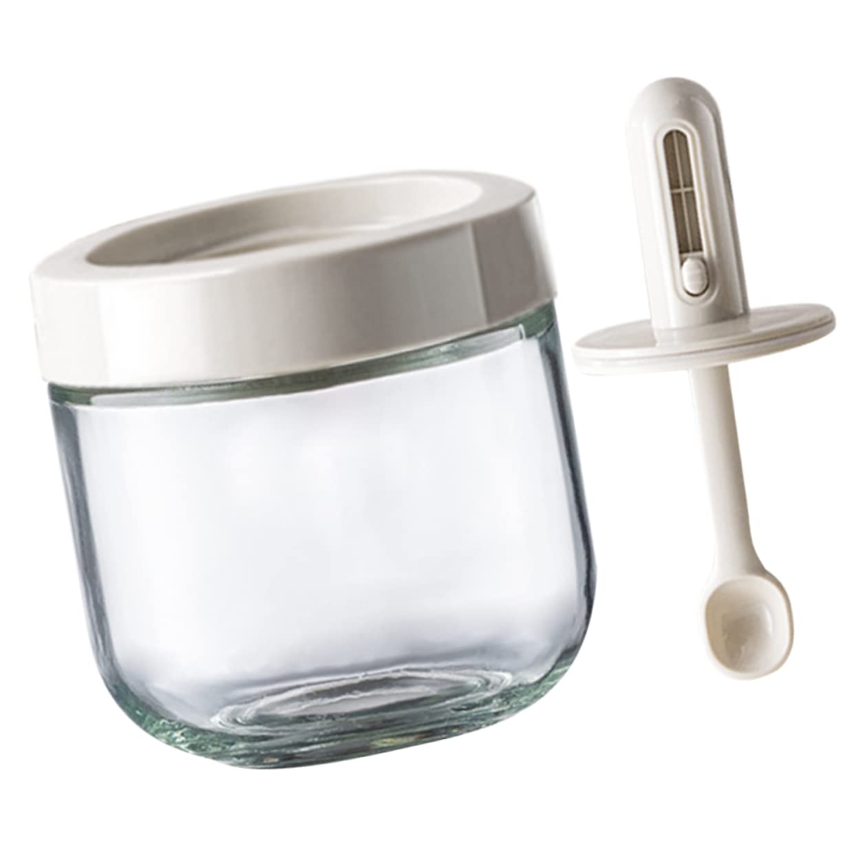 Garneck Telescopic Seasoning Bottle Container with Lid Salt and Pepper Bowls Pepper Bottle Salt Condiment Jar Salt Jar with Spoon Seasoning Dispenser Kitchen Salt Jar Jars with Glass