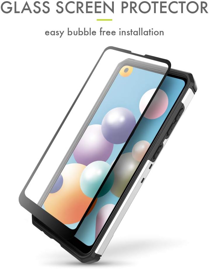 Evocel Galaxy A21 Explorer Series Pro with Glass Screen Protector and Belt Clip Holster for The Samsung Galaxy A21, Silver
