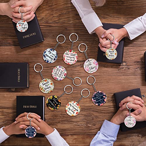 Image of Janmercy 120 Pcs Acrylic Christian Keychain Bulk Floral Bible Verse Keychain Religious Scripture Jewelry Gifts for Women Men
