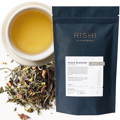 Image of Rishi Tea Peach Blossom White Organic Loose Leaf Tea, 8.81oz | Delicate Peach Blossom White Tea Blend, Naturally Sweet and Floral, Sustainable, 32+ Servings