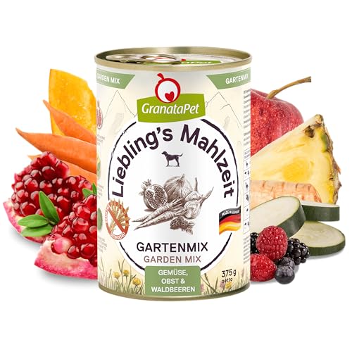 GranataPet Liebling's Mahlzeit Gartenmix PUR, Ergänzungsfuttermittel für Hunde, Hundefutter ohne Getreide, Ergänzung zum BARFen ohne Fleisch, reich an natürlichen Vitaminen, 6 x 375 g
