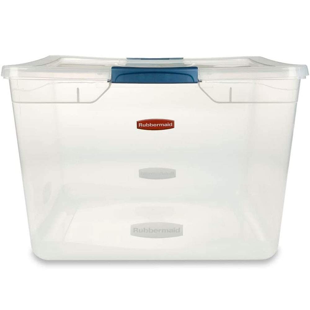 Rubbermaid Clever Store Latching Storage Tote Container, Clear, 71-quart (FG3Q3200CLMCB)