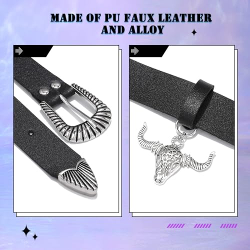 BODIY Punk Women Leather Belt for Jeans Pants Black Goth Ladies Belt with Buckle Vintage Waist Belts4