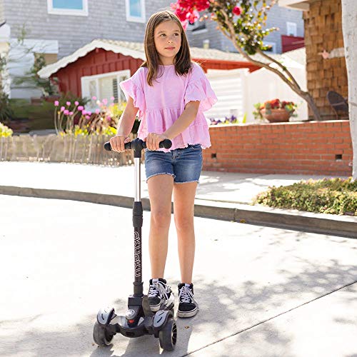 6KU Kick Scooter for Kids & Toddlers Girls or Boys with Adjustable Height, Lean to Steer, Flashing Wheels for Toy Children 3-8 Years Old Red